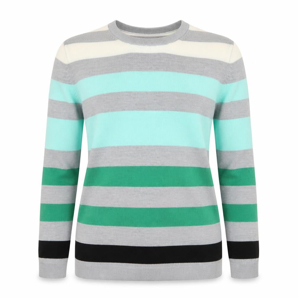 Marks & Spencer Women’s Green Mix Striped Acrylic Jumper Size 12