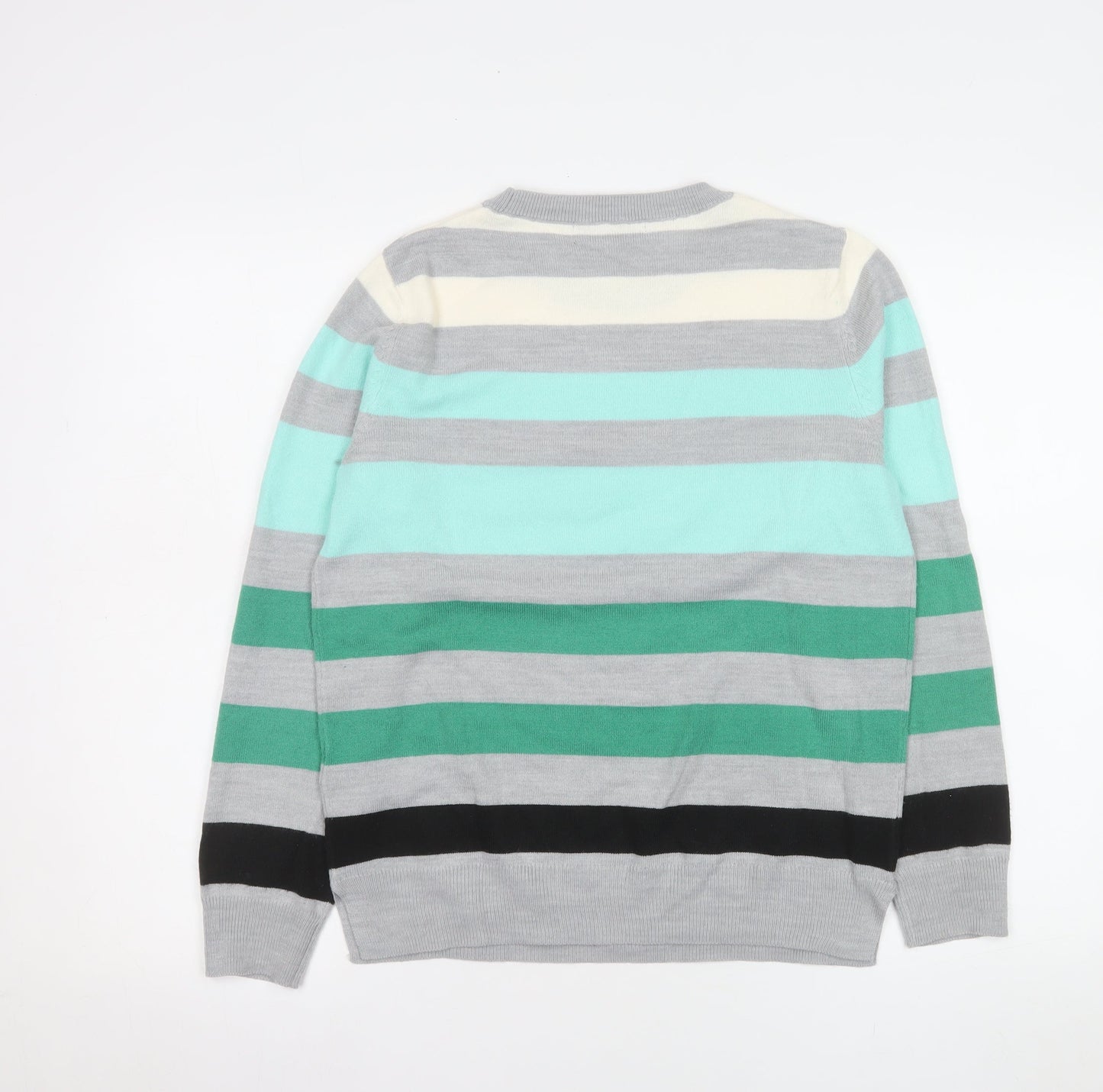 Marks and Spencer Women’s Green Mix Striped Acrylic Jumper Size 12