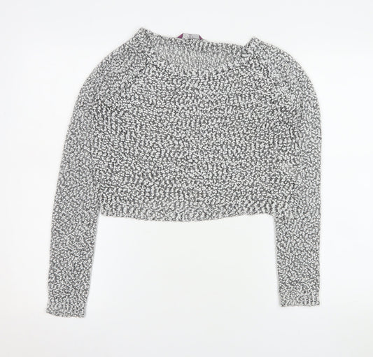 Rio Womens Grey Cropped Knit Long Sleeve Jumper XS