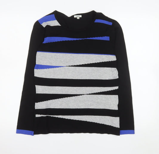 Next Women's Black Striped Crew Neck Pullover Jumper Size S