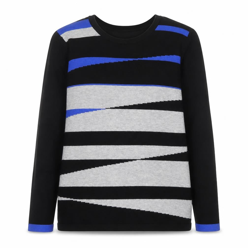 Next Women's Black Striped Crew Neck Pullover Jumper Size S