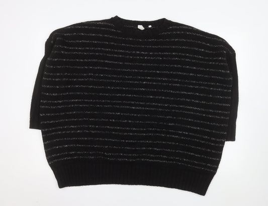 AND/OR Women’s Black Striped Knit Pullover Jumper Size 12