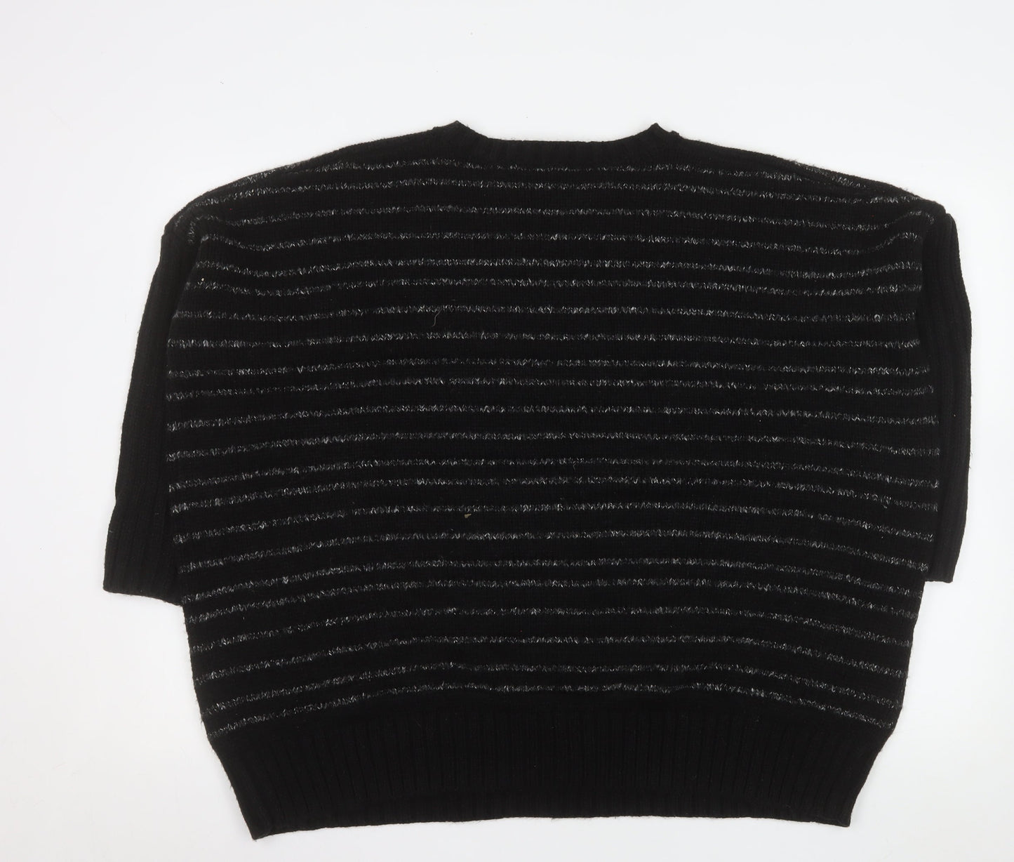 AND/OR Women’s Black Striped Knit Pullover Jumper Size 12