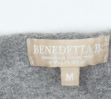 Benedetta B. Women Grey Medium Merino Wool Pullover Jumper with Butterfly Design