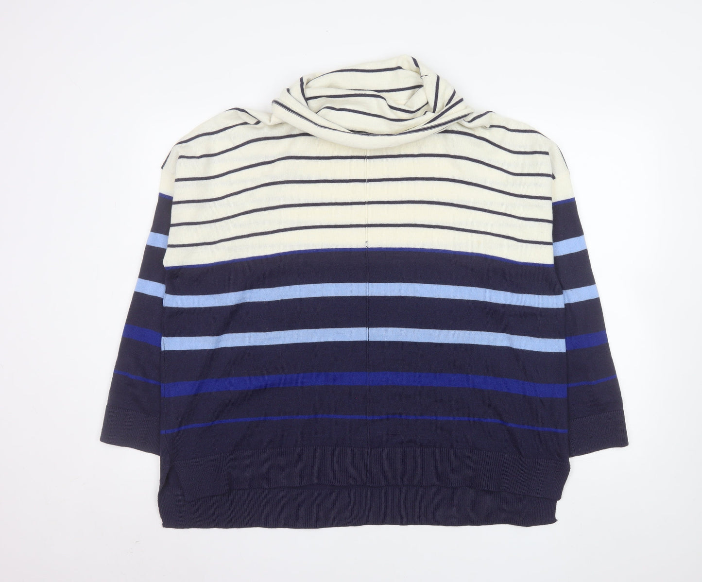 ISLE Collection Women's Multicoloured Striped Cowl Neck Jumper L