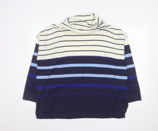 ISLE Collection Women's Multicoloured Striped Cowl Neck Jumper L