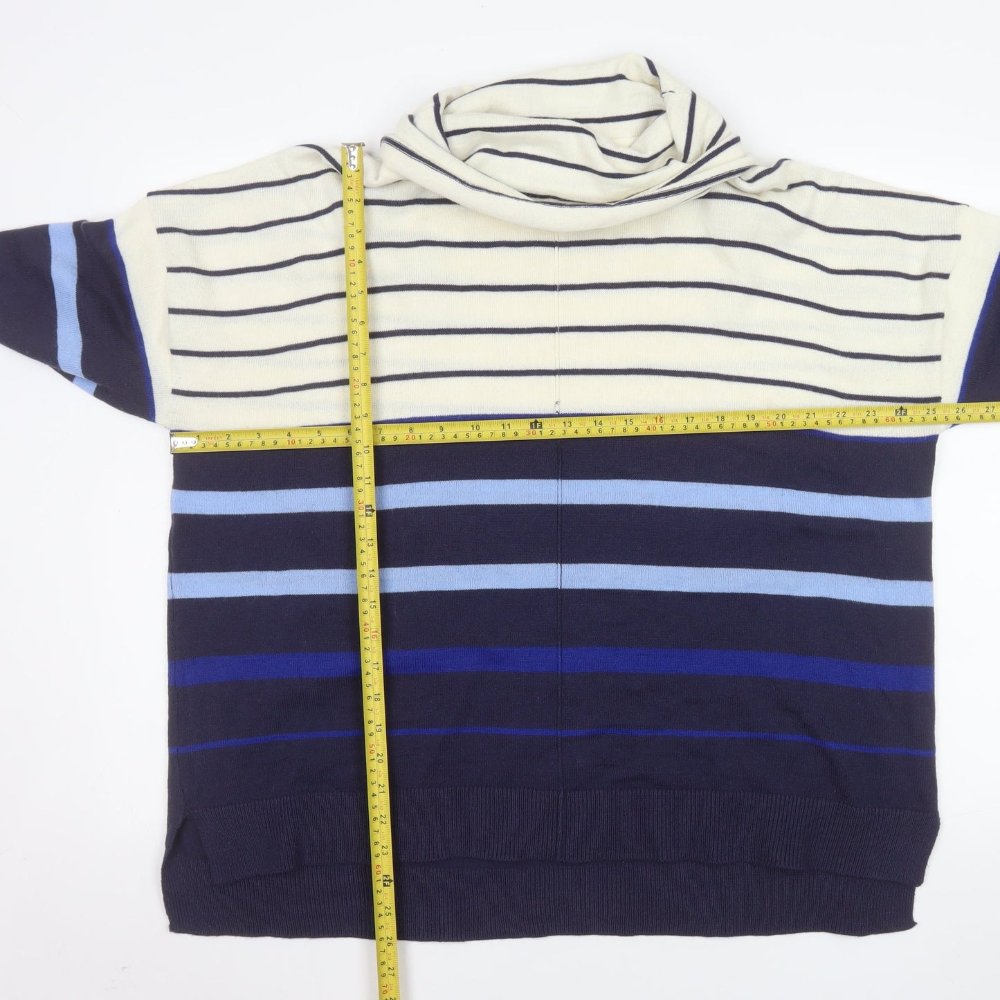 ISLE Collection Women's Multicoloured Striped Cowl Neck Jumper L
