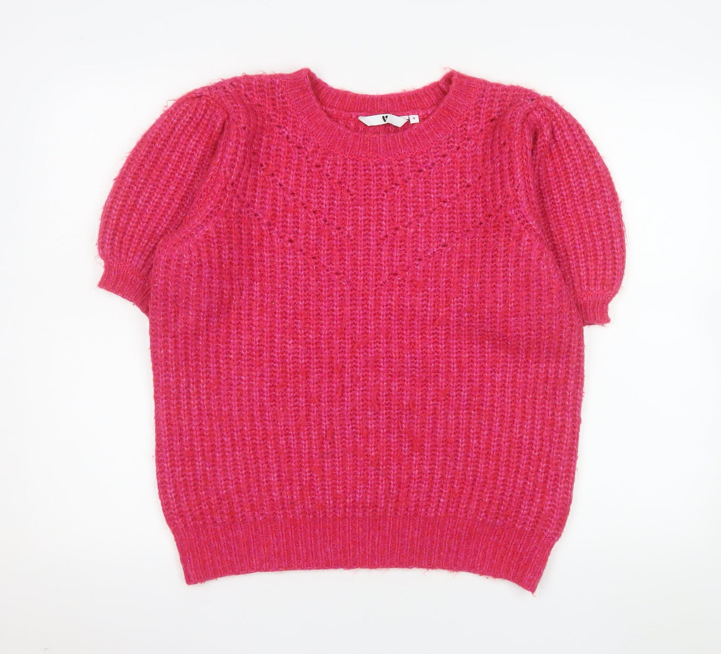 Vero Moda Women's Pink Knit Crew Neck Short Sleeve Top Size 8
