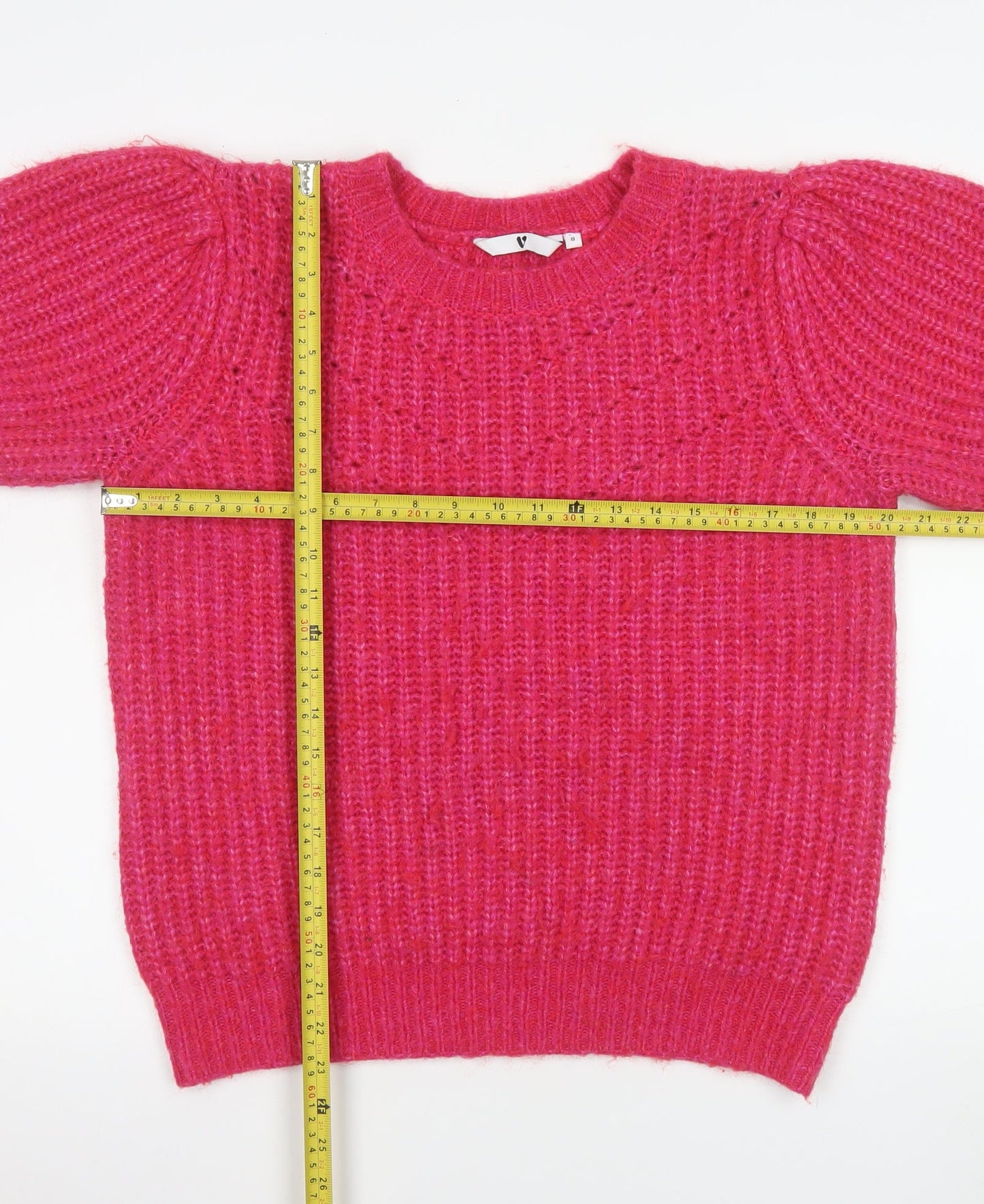 Vero Moda Women's Pink Knit Crew Neck Short Sleeve Top Size 8