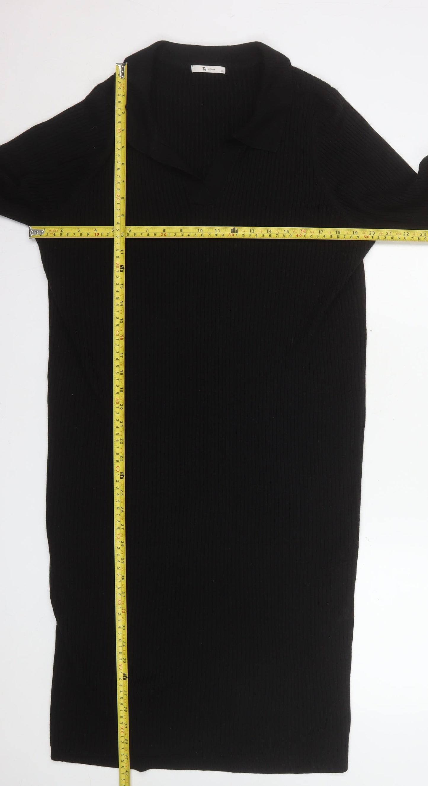 Tu Women Black Size 20 Collared Bodycon Knit Dress