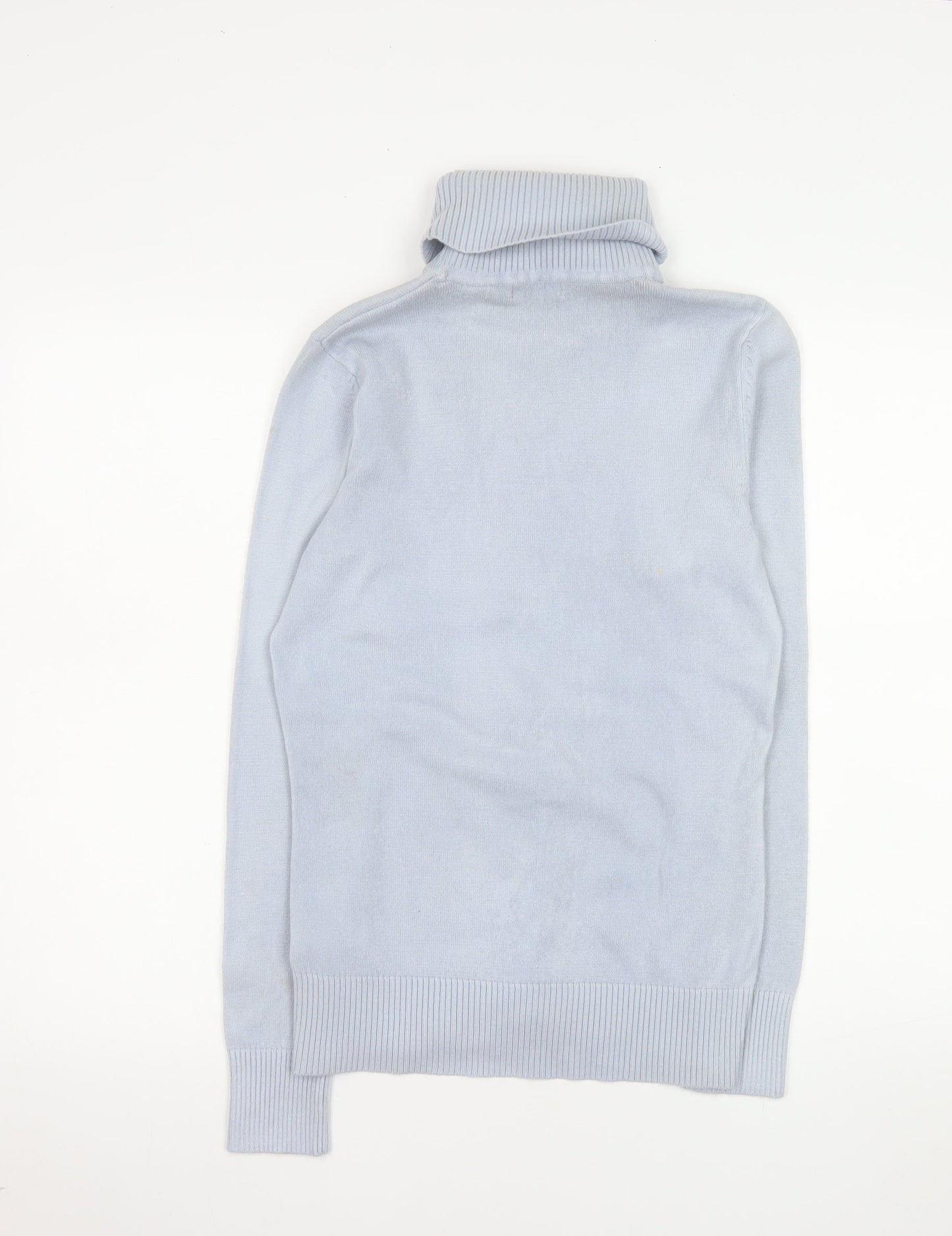 M&Co Women’s Pale Blue Roll Neck Cable Knit Jumper Size 12