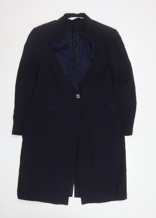 Principles Amanda Wakeley Navy Long Single-Breasted Blazer Coat UK 16