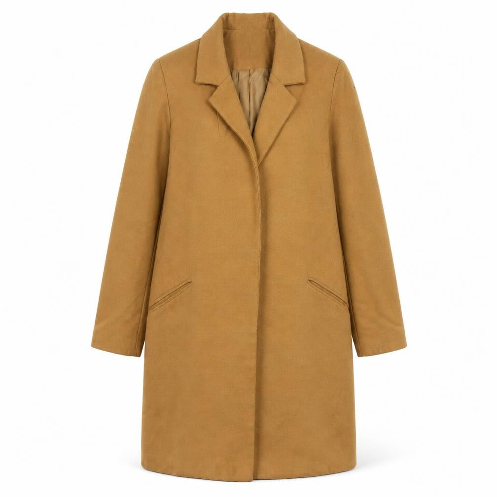 New Look Women's Beige Long Overcoat Size 12 Regular Twill