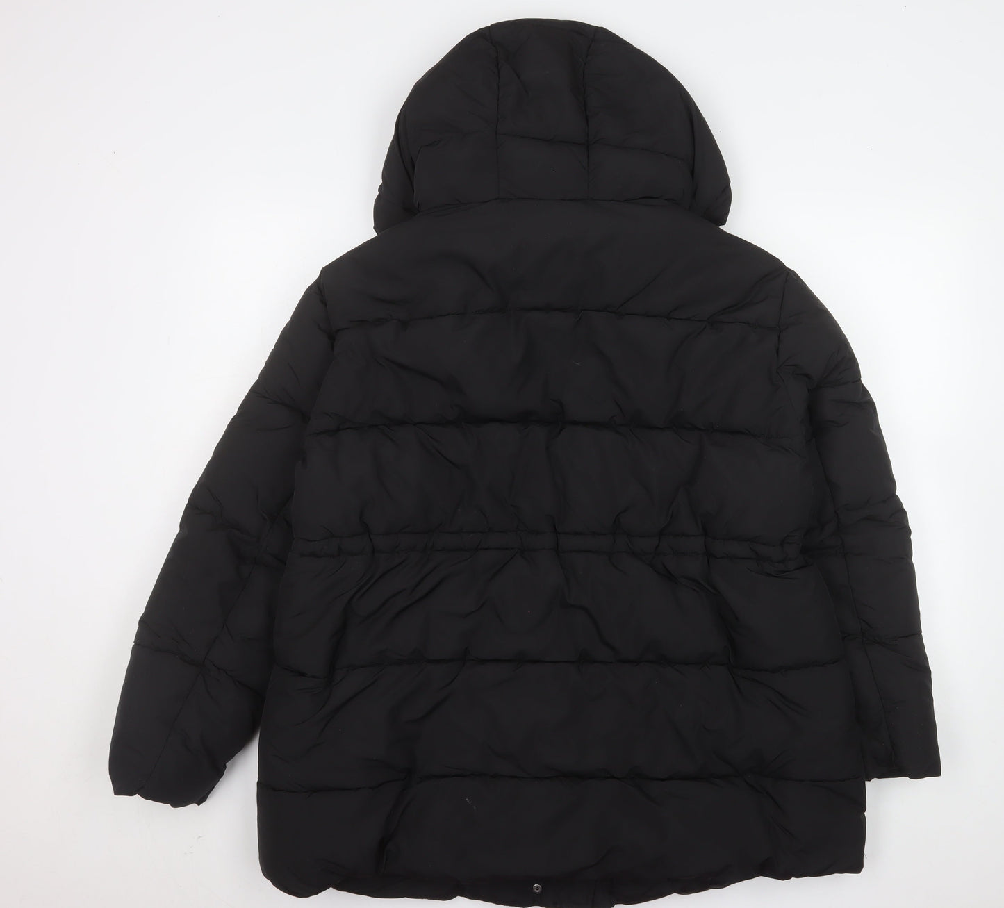 F&F Women's Black Puffer Jacket S Hooded Quilted Winter Coat