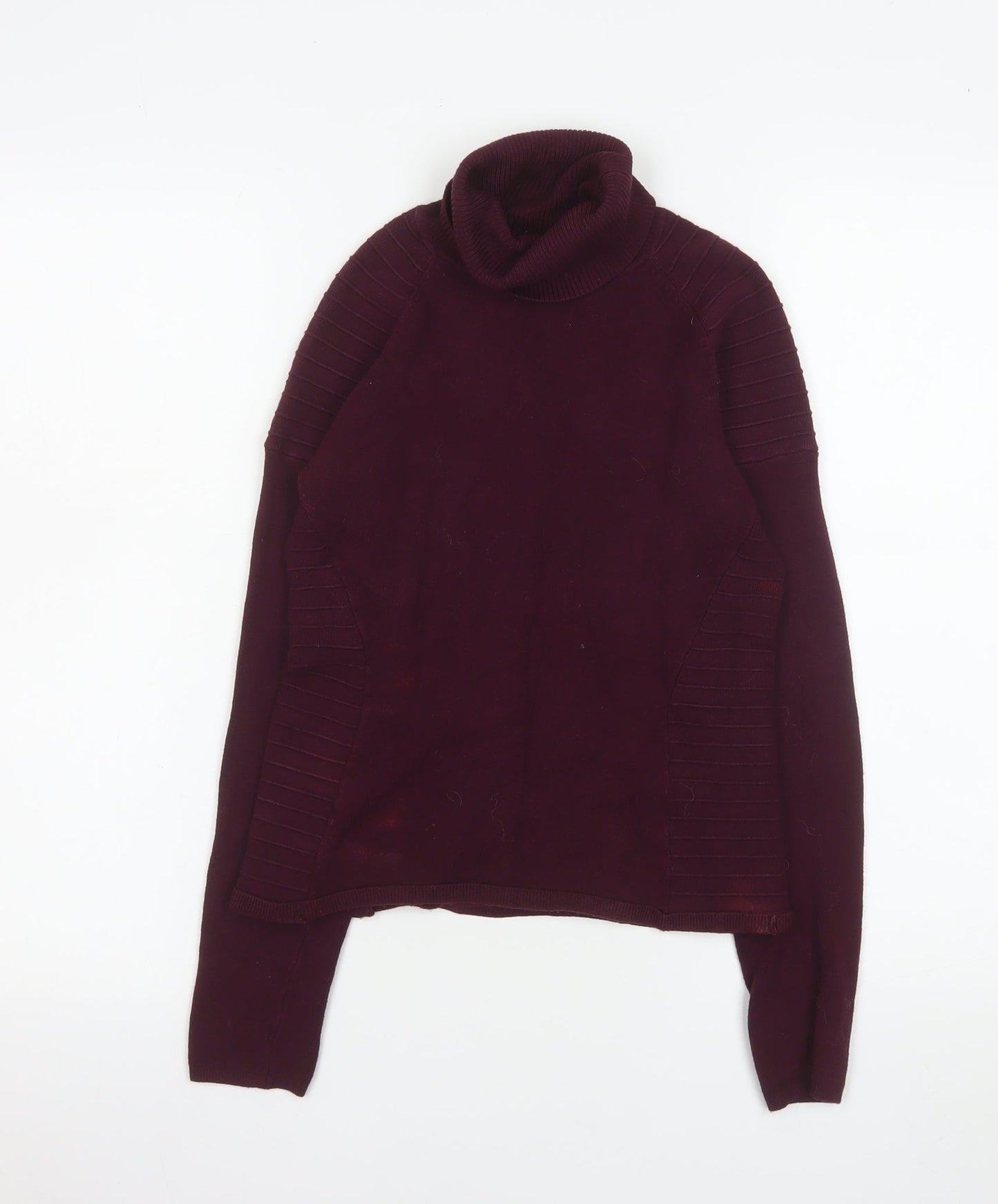 Yuka Womens Purple Roll Neck Slim Fit Knit Jumper Size S