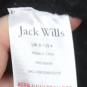 Jack Wills Women Black Half Zip Ribbed Pullover Sweater UK 8