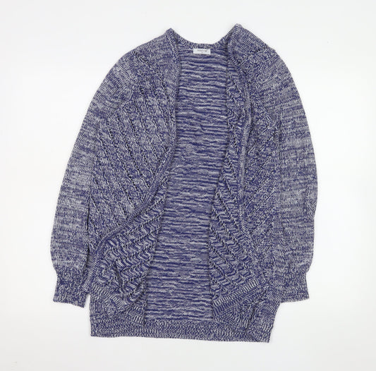 Bella di Notte Women Blue Cardigan Size 12 Open Knit Cotton Blend