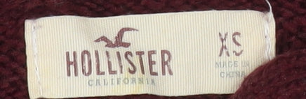 Hollister Womens Burgundy Fair Isle Hooded Pullover Sweater XS
