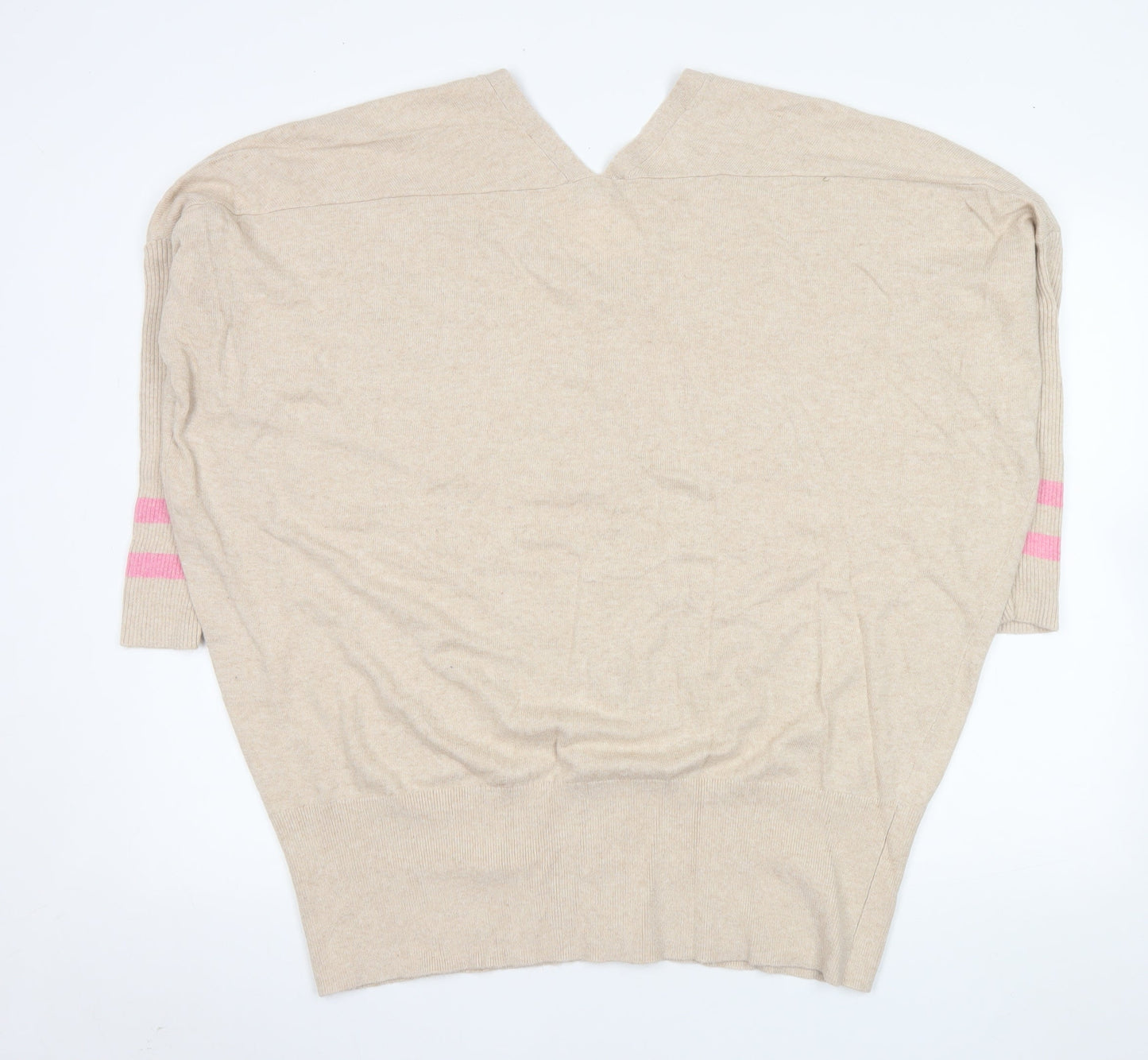 Mint Velvet Womens Beige Full Zip V-Neck Knit Jumper Size M