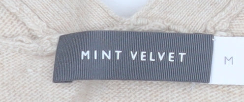 Mint Velvet Womens Beige Full Zip V-Neck Knit Jumper Size M