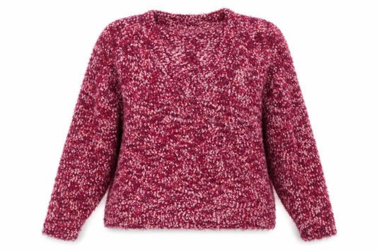 Tu Women Pink L Chunky-Knit V-Neck Pullover Jumper