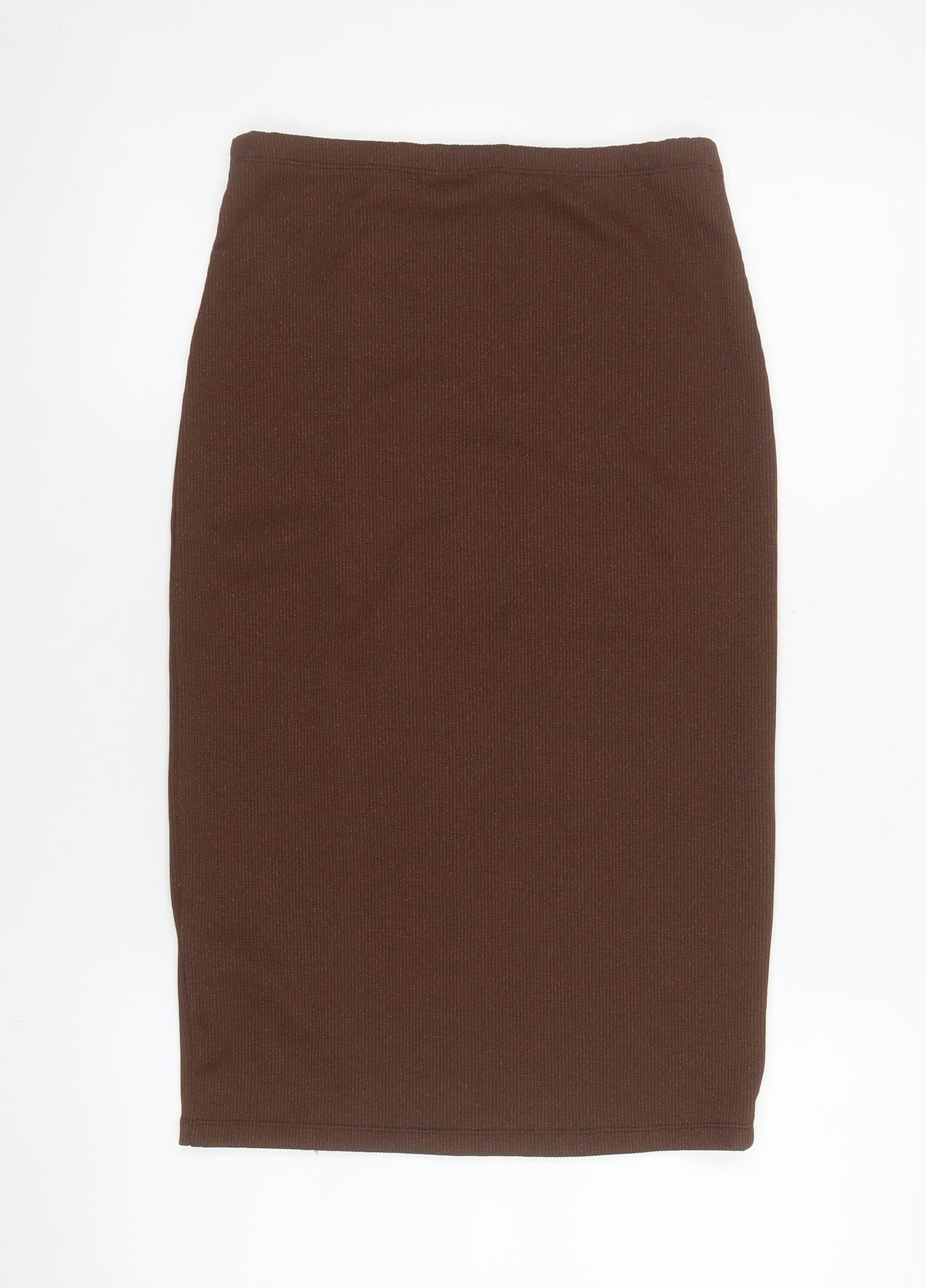 H&M Divided Women Brown Ribbed Knit Pencil Skirt Size S
