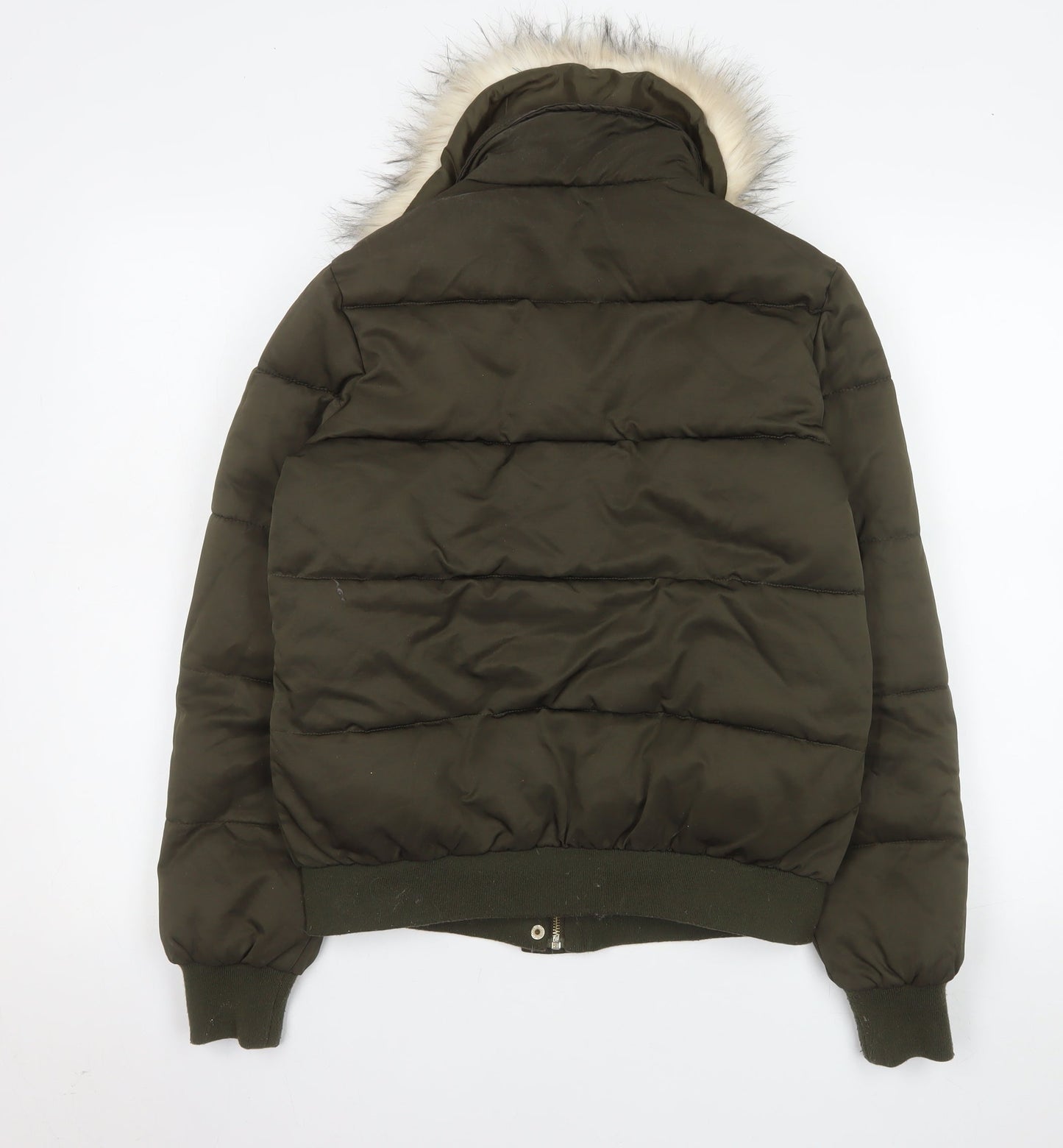 River Island Women’s Green Faux Fur Puffer Jacket UK 10