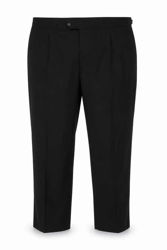 James Barry Mens Black 46 Regular Pleated Wool Blend Dress Trousers