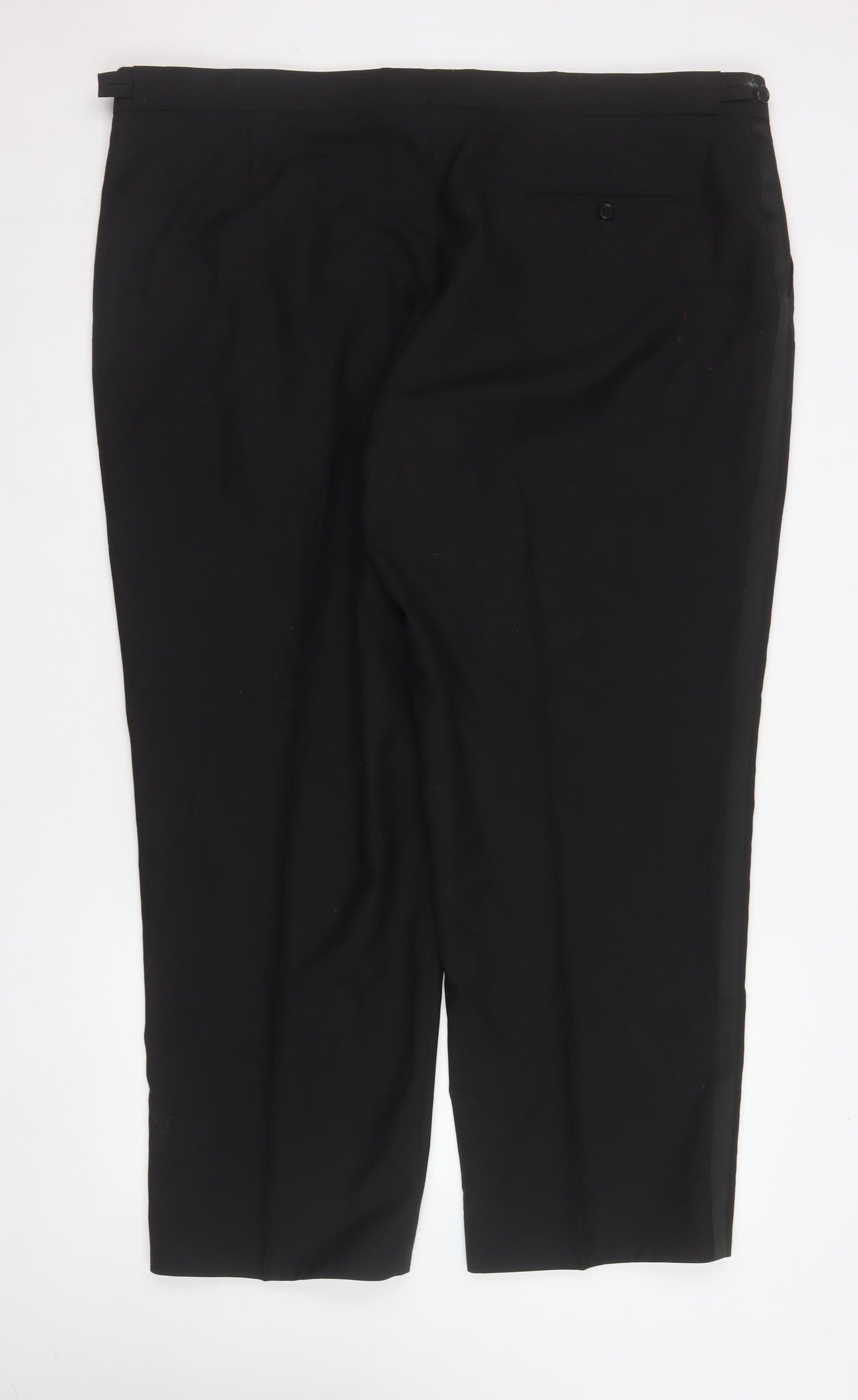 James Barry Mens Black 46 Regular Pleated Wool Blend Dress Trousers