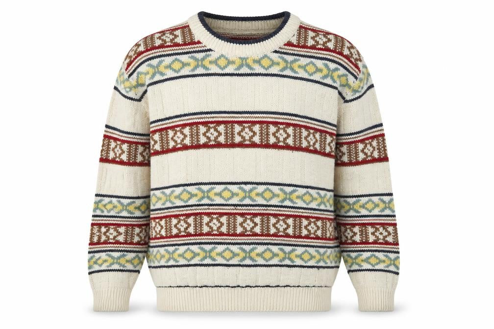Marks & Spencer Men's Beige Fair Isle Wool Blend Pullover Jumper S