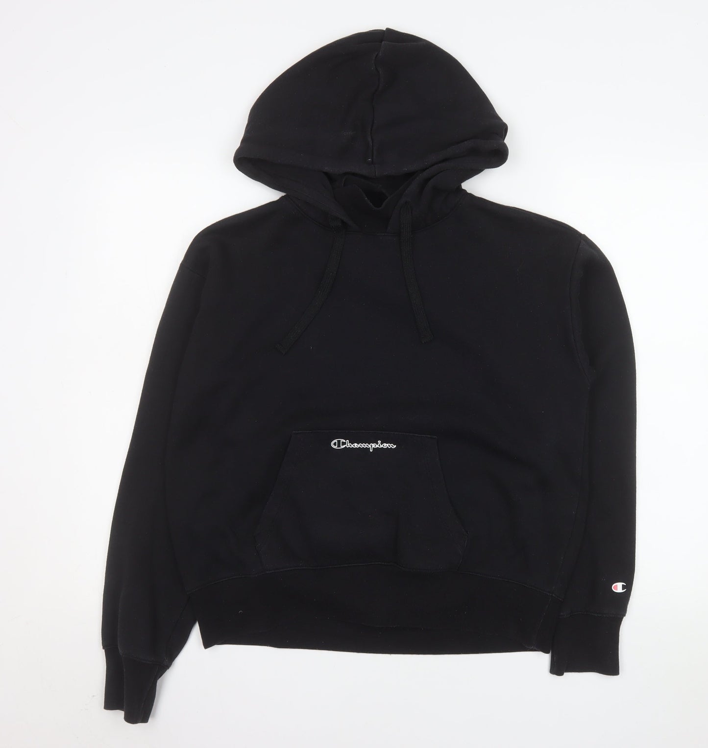 Champion Men's Black Pullover Hoodie Medium Fleece Logo Sweatshirt