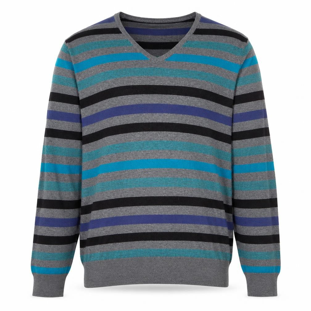 Marks & Spencer Men’s Multicoloured Striped V-Neck Jumper Size L