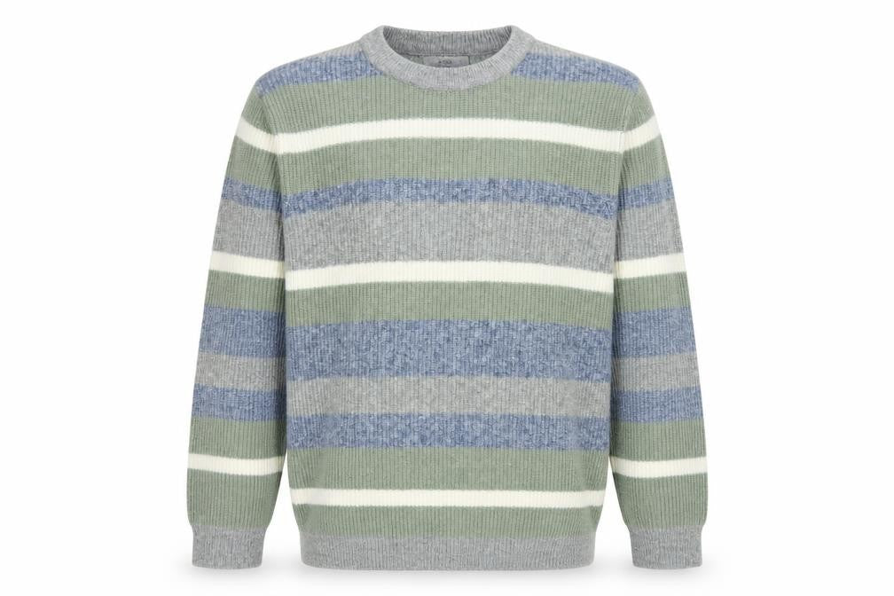 Marks & Spencer Men's Multicoloured Stripe Wool Blend Jumper L