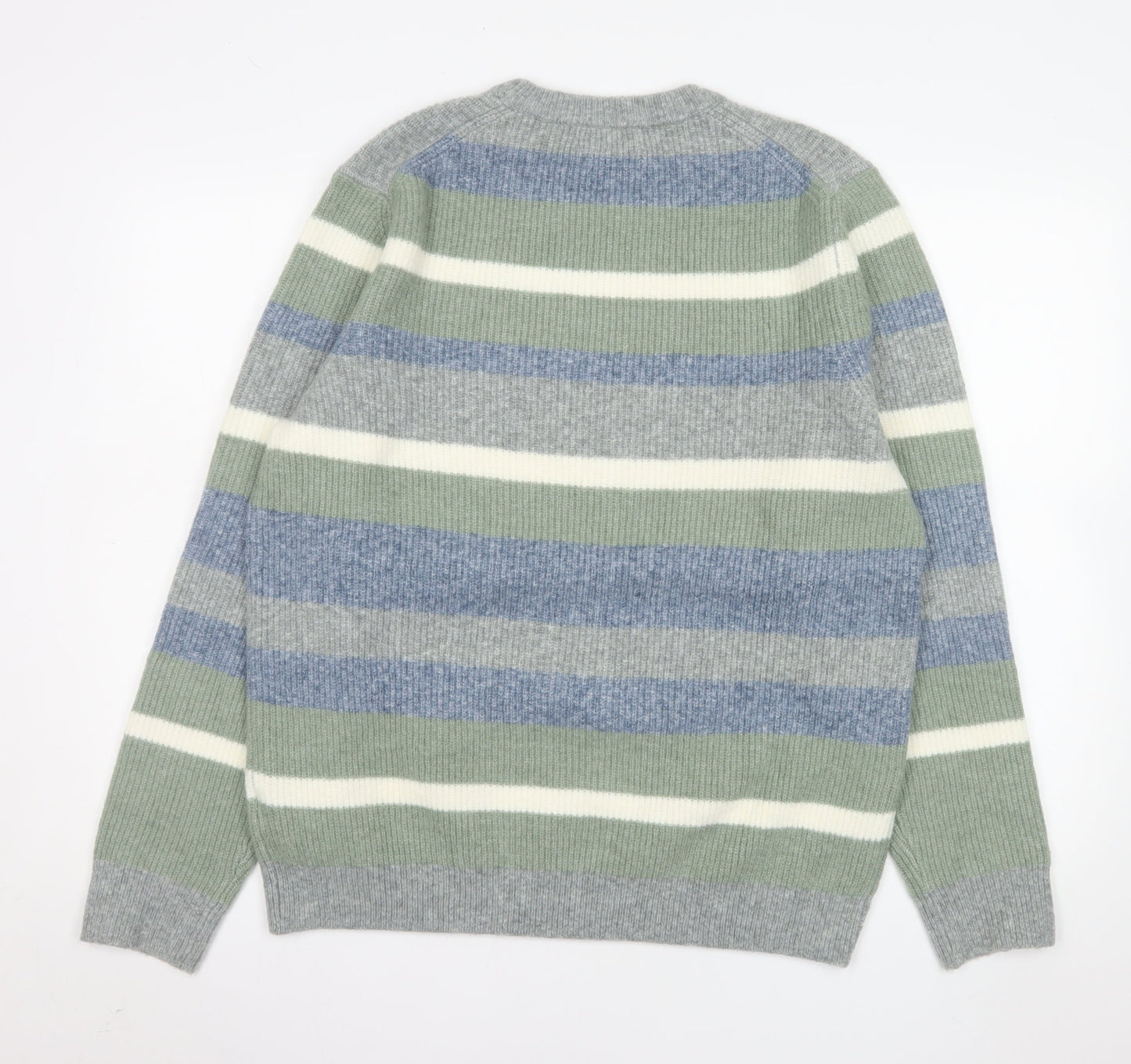 Marks and Spencer Men's Multicoloured Stripe Wool Blend Jumper L