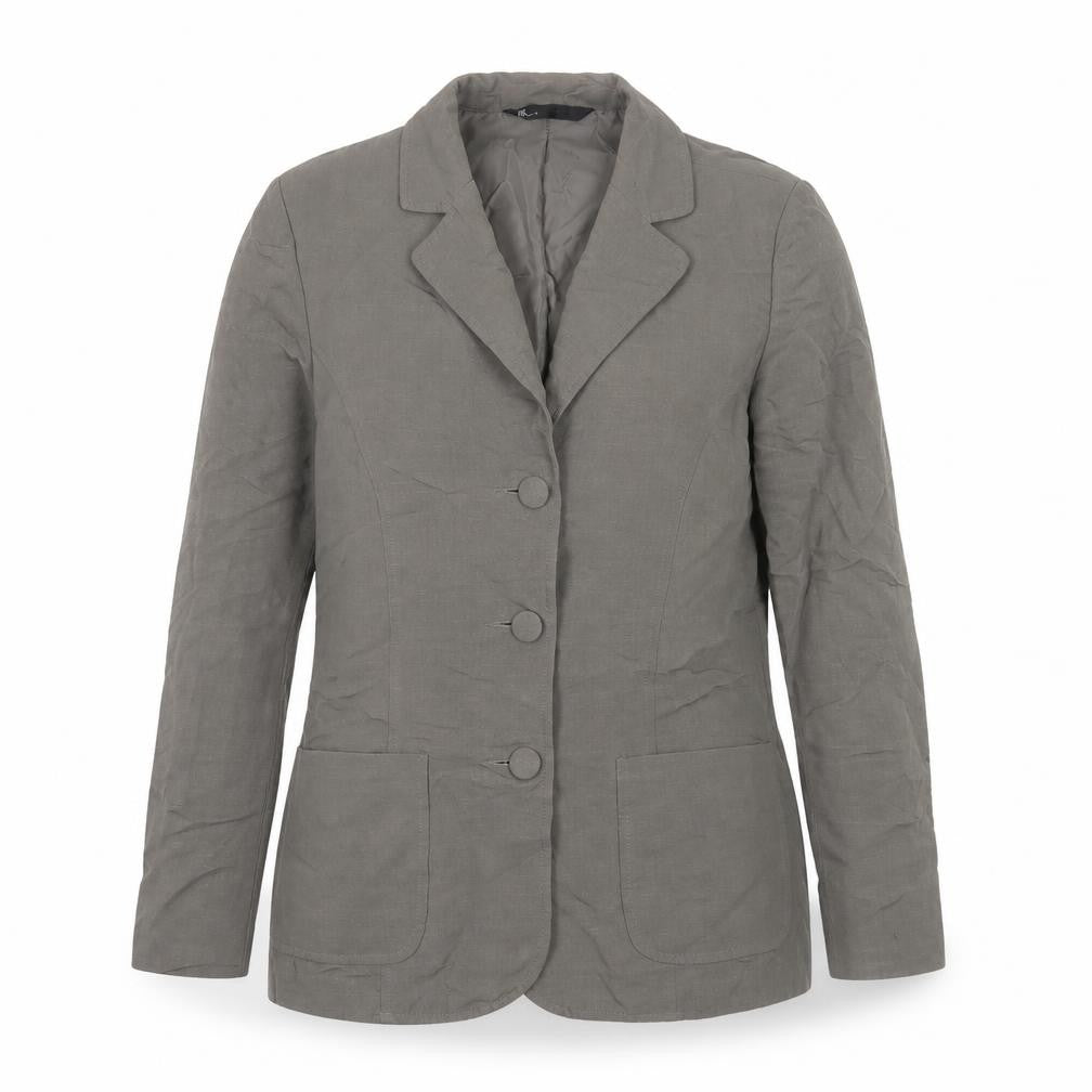 BHS Women’s Grey Linen Blend Blazer Jacket Size 12 Single Breasted