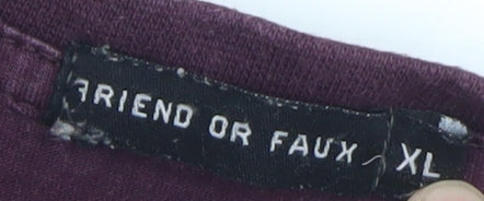 Friend or Faux Men's Purple Graphic Print Crew Neck T-Shirt XL