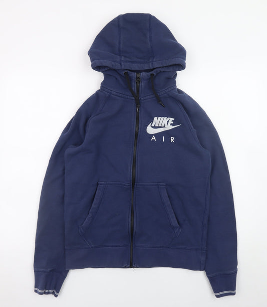 Nike Men Blue Full Zip Hoodie Small Cotton Sportswear