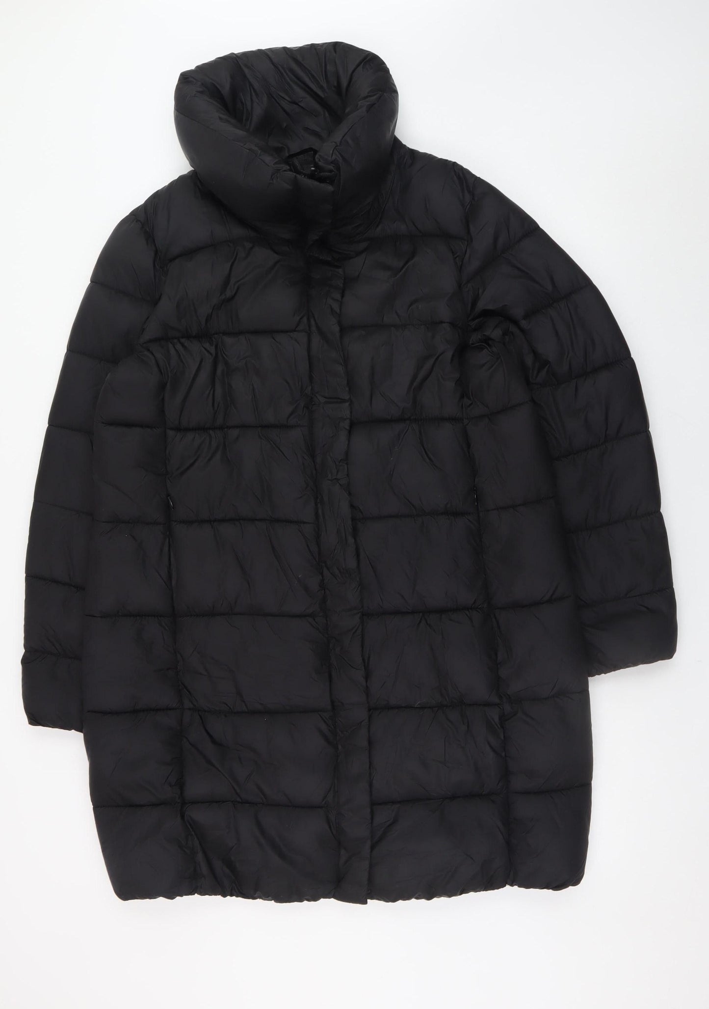 Amisu Women’s Black Long Puffer Coat Size 14 Winter Jacket