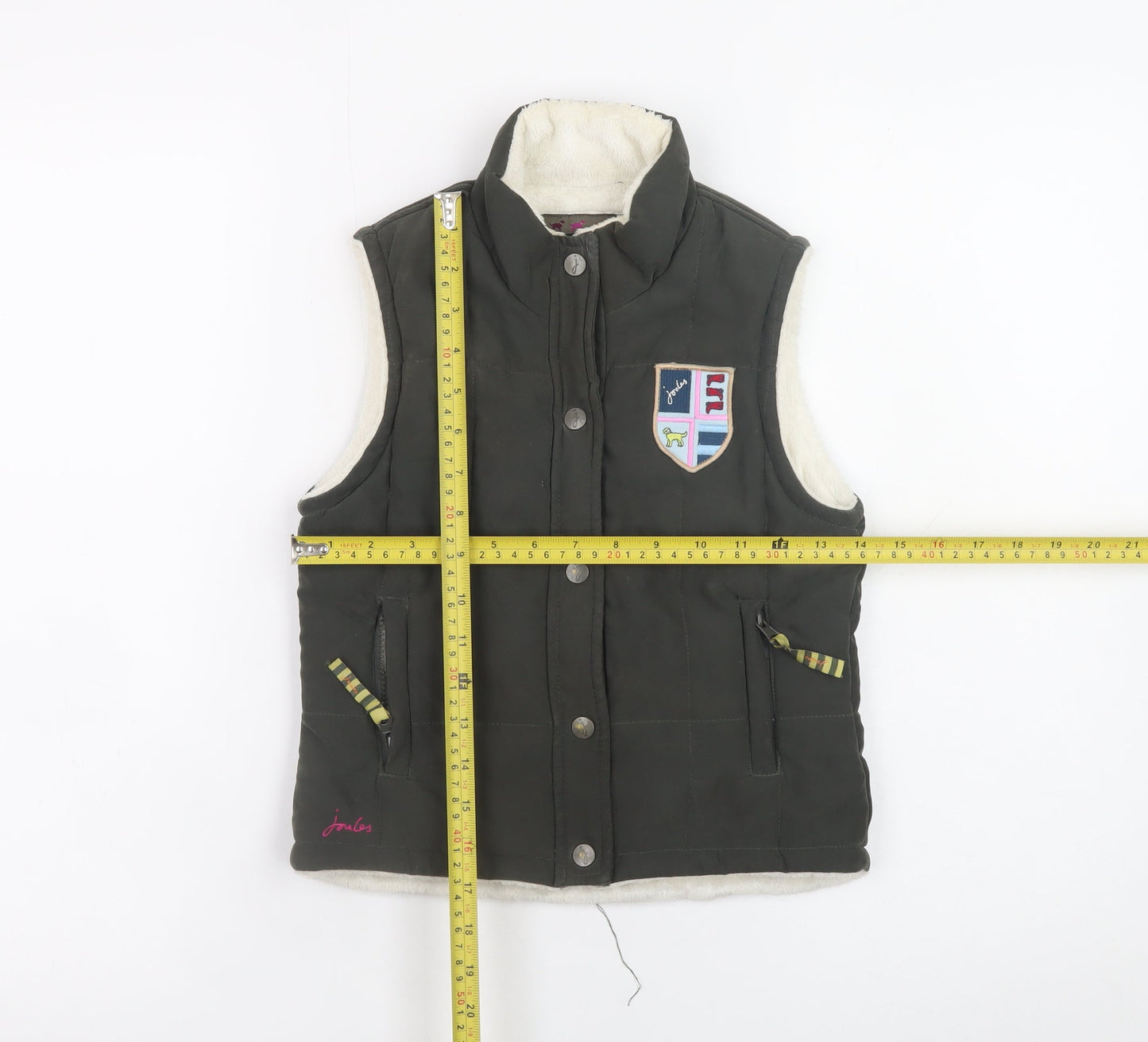 Joules Girls Green Quilted Waistcoat Gilet 4-5 Years Lined Padded Bodywarmer
