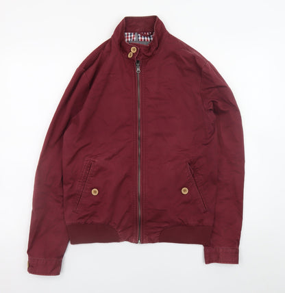 River Island Men's Red Bomber Jacket Size S Cotton Casual