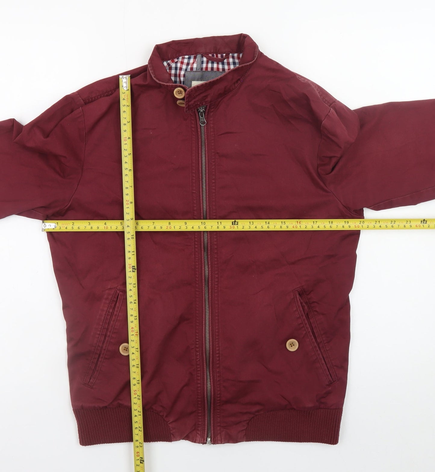 River Island Men's Red Bomber Jacket Size S Cotton Casual