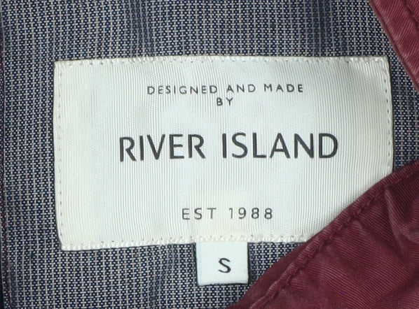 River Island Men's Red Bomber Jacket Size S Cotton Casual