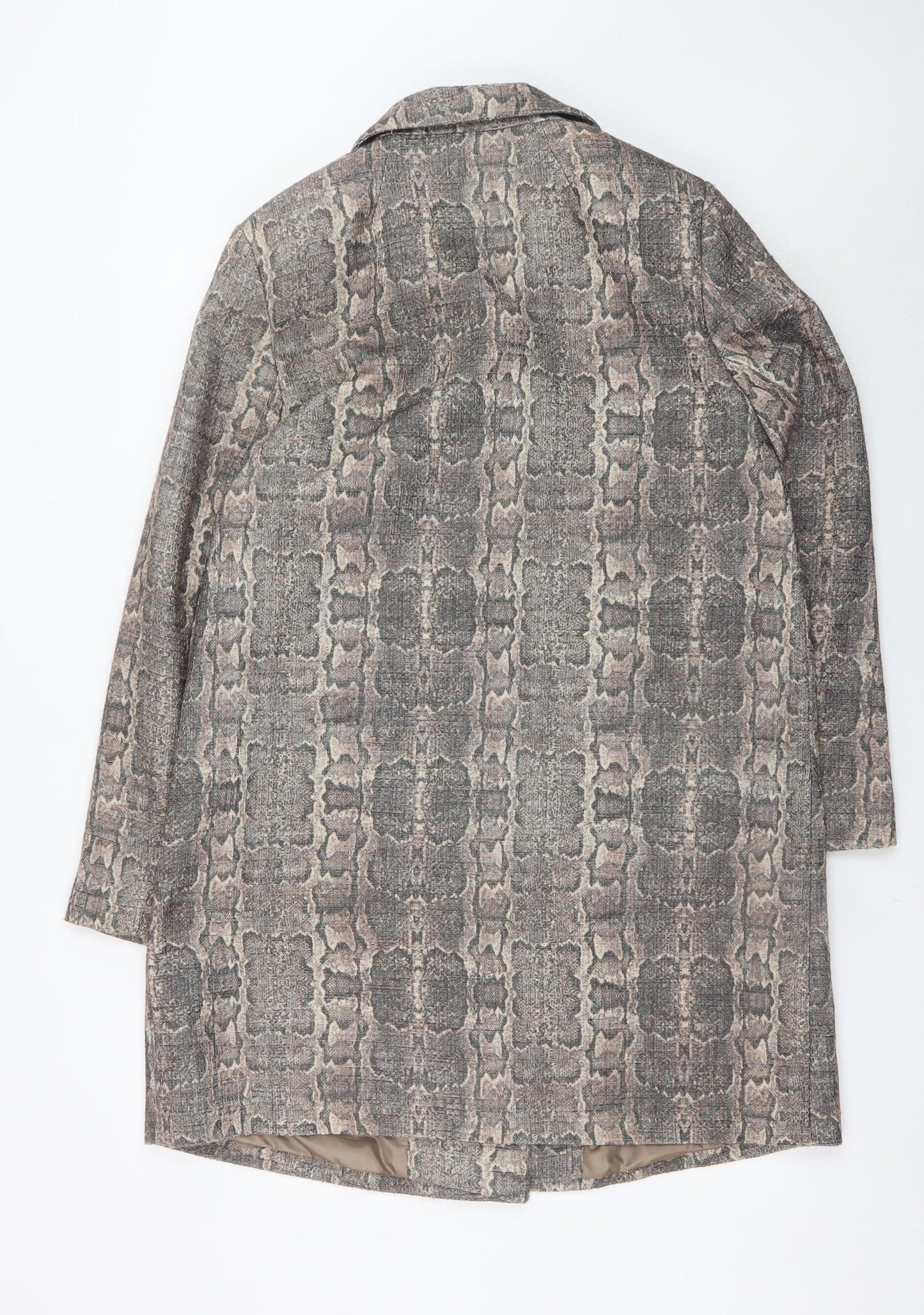 Principles by Ben de Lisi Women's Grey Animal Print Mid-Length Overcoat Size 16