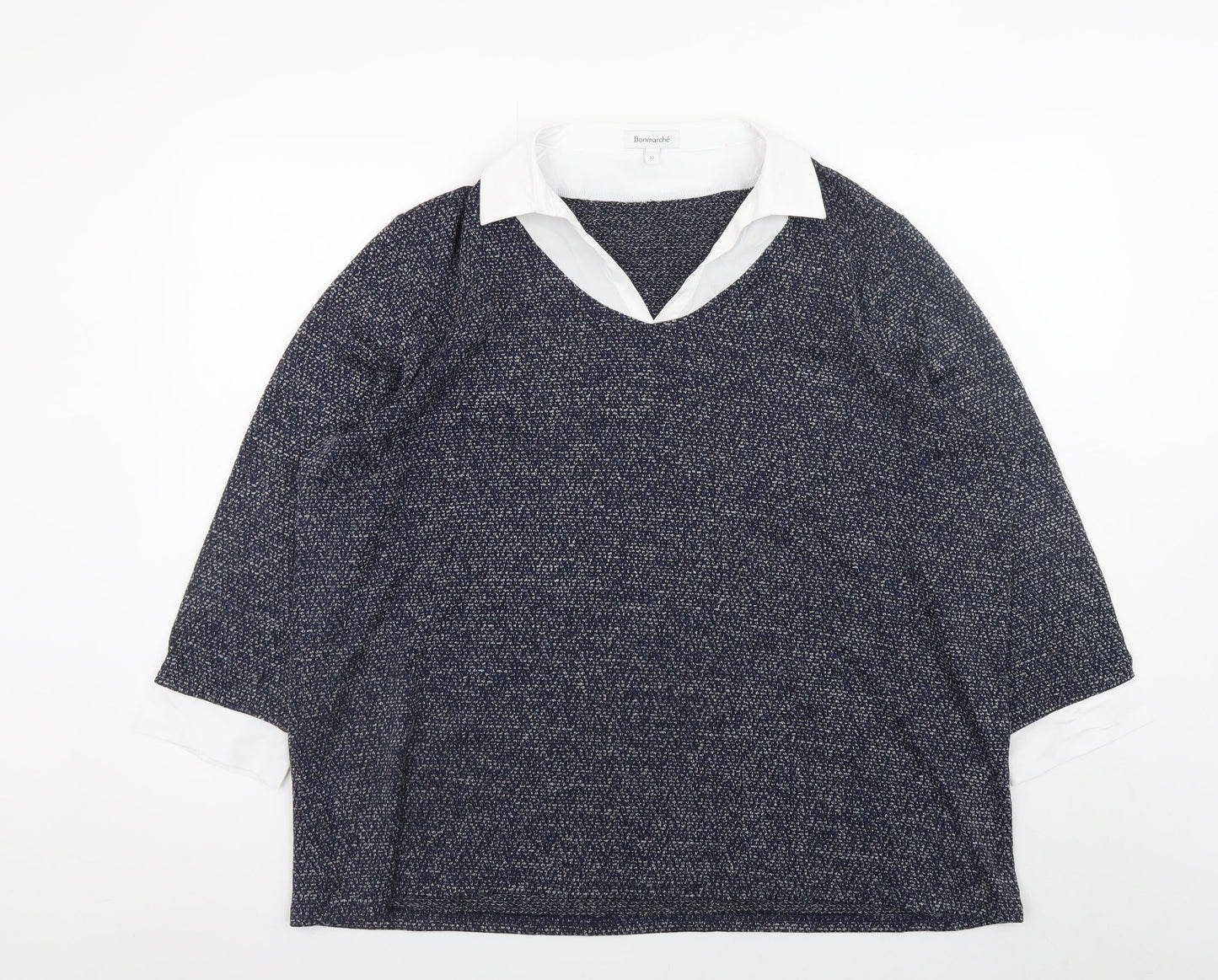 Bonmarché Women Blue Collared Tunic Blouse Size 20