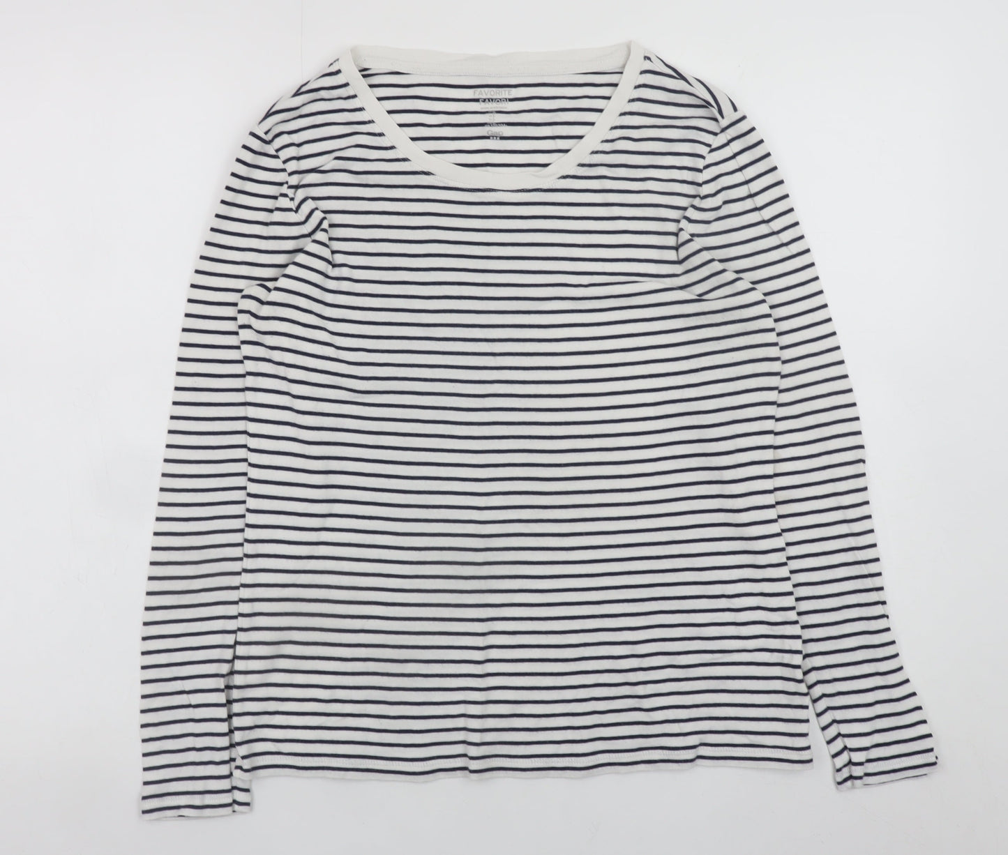 Gap Women’s White Striped Long Sleeve Cotton Modal T-Shirt Size L