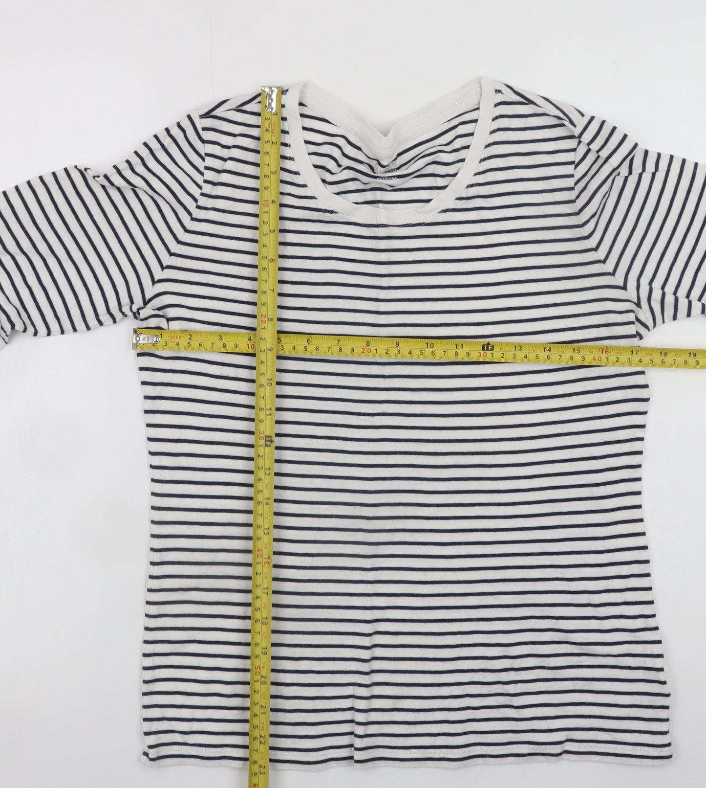 Gap Women’s White Striped Long Sleeve Cotton Modal T-Shirt Size L