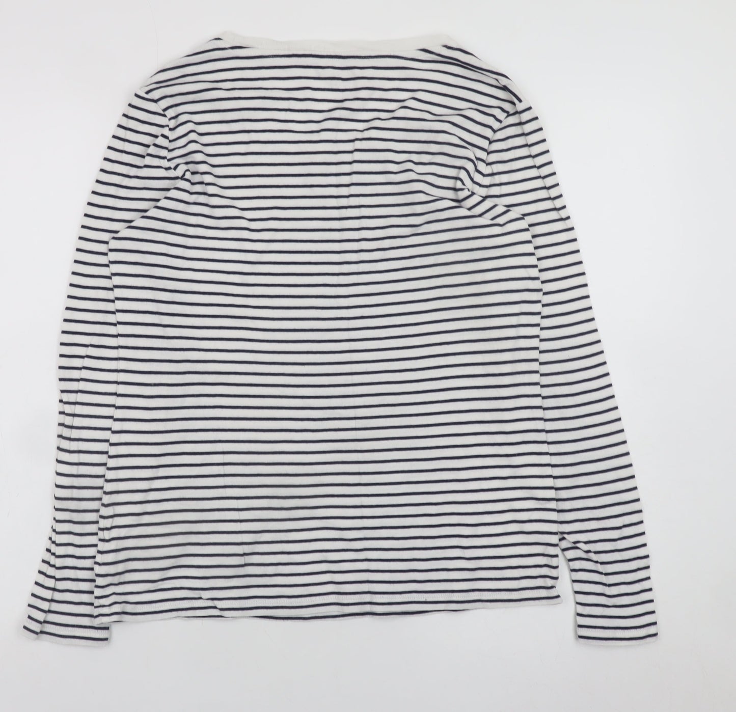 Gap Women’s White Striped Long Sleeve Cotton Modal T-Shirt Size L