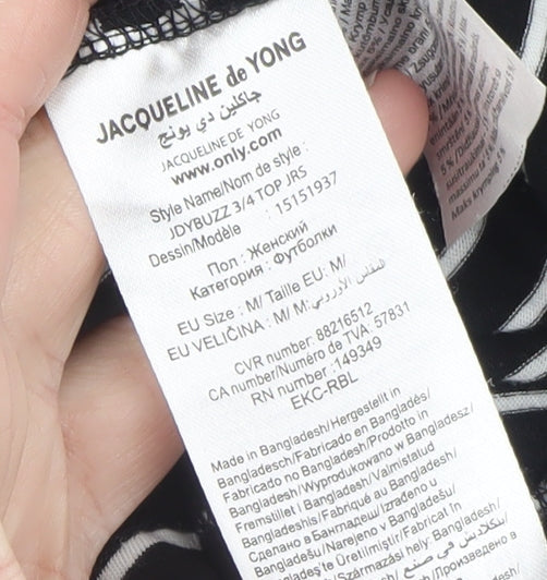 Jacqueline de Yong Womens Black Striped Bow Tunic Blouse Size 12