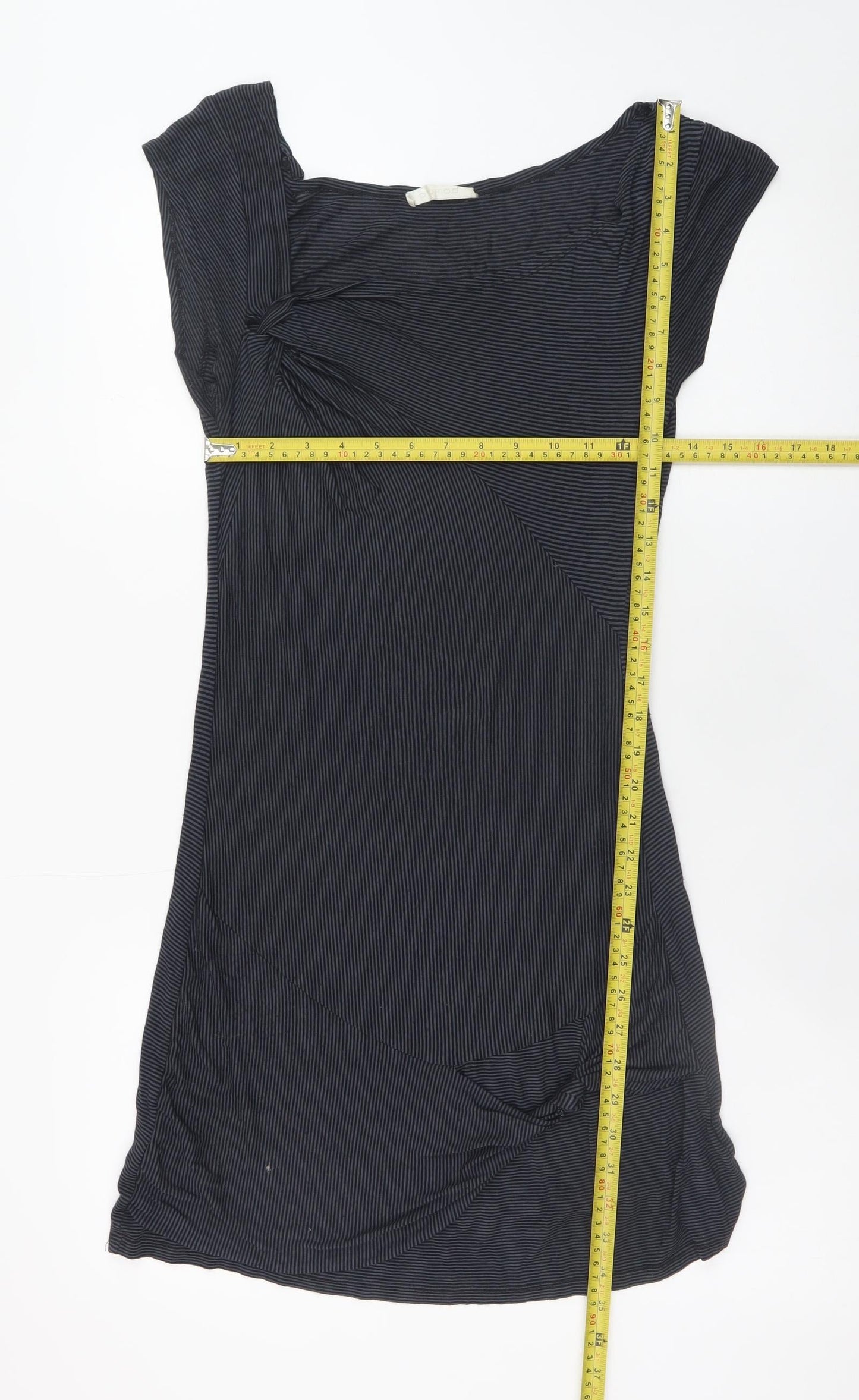 Promod Women Black Striped Bodycon Short Dress Size 8
