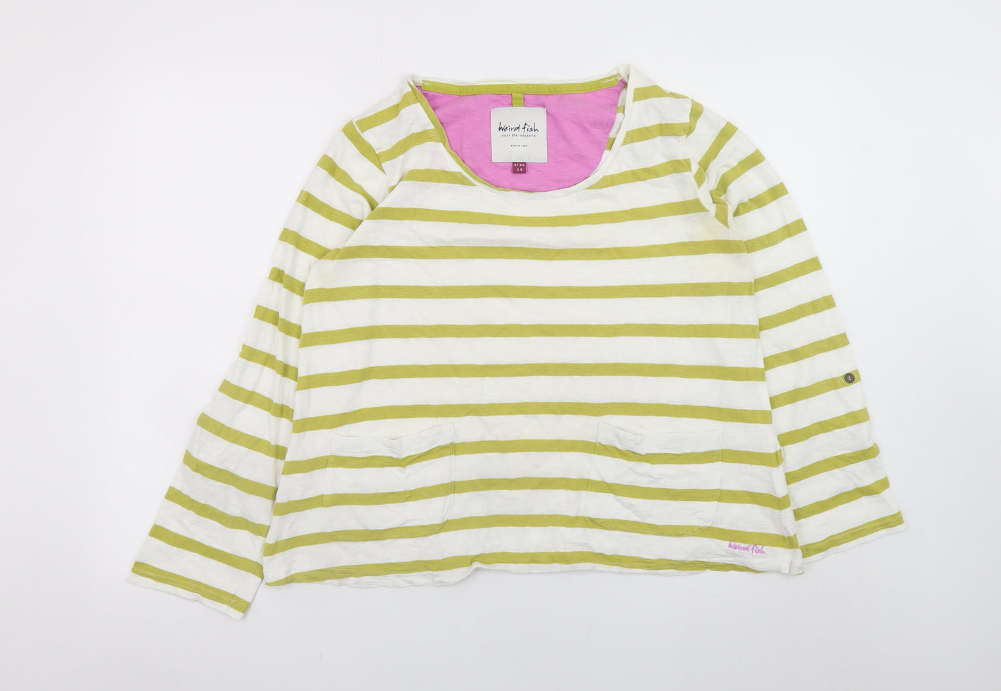 Weird Fish Women’s Multicoloured Striped Jersey Long Sleeve T-Shirt Size 14